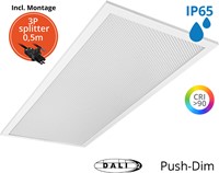 Pragmalux LED Paneel 30x60cm Sigma G2 IP65 CRI>90 20W 5000K-6500K 2-CCT 2550--2600lm UGR<19 +TCI DALI Driver incl. 3P Aansluitsnoer en splitter en trekontlasting, 1 in 2 uit(2x14W/2X18W)