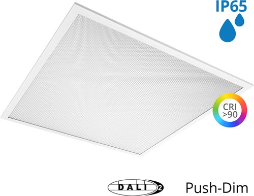 Pragmalux LED Paneel 60x60cm Sigma G2 IP65 CRI>90 37W 5000K-6500K 2-CCT 5200-5300lm UGR<19 +TCI DALI Driver (4x14W/4x18W)