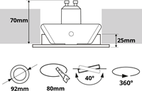 Pragmalux Inbouwspot met bladveren Alpha Rond Kantelbaar zwart RAL9004 - Incl. GU10 Fitting-4