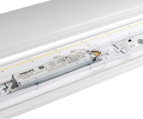 Pragmalux LED Batten Lumea IP44 Prisma 60cm 11-20W 1330-2540lm 3000-4000K 2-CCT (2x18W) wit  5x2,5mm doorvoerbedrading + bewegingssensor-6