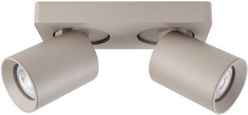 Pragmalux opbouwarmatuur Valento rechthoek dubbel kantelbaar Ø65 khaki RAL1019 - incl. GU10 Fitting