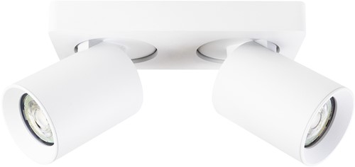 Pragmalux opbouwarmatuur Valento rechthoek dubbel kantelbaar Ø65 wit RAL9003 - incl. GU10 Fitting