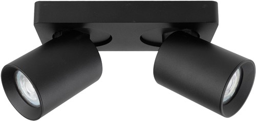 Pragmalux opbouwarmatuur Valento rechthoek dubbel kantelbaar Ø65 zwart RAL9004 - incl. GU10 Fitting