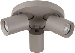 Pragmalux opbouwarmatuur Valento rond drievoudig kantelbaar Ø65 khaki RAL1019 - incl. GU10 Fitting
