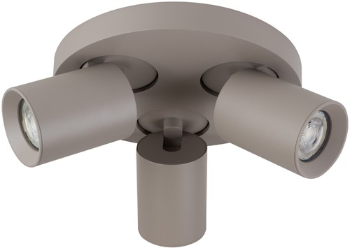 Pragmalux opbouwarmatuur Valento rond drievoudig kantelbaar Ø65 khaki RAL1019 - incl. GU10 Fitting