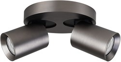 Pragmalux opbouwarmatuur Valento rond dubbel kantelbaar Ø65 bronze RAL7048 - incl. GU10 Fitting