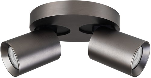 Pragmalux opbouwarmatuur Valento rond dubbel kantelbaar Ø65 bronze RAL7048 - incl. GU10 Fitting
