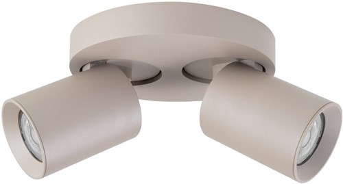 Pragmalux opbouwarmatuur Valento rond dubbel kantelbaar Ø65 khaki RAL1019 - incl. GU10 Fitting