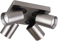 Pragmalux opbouwarmatuur Valento vierkant viervoudig kantelbaar Ø65 bronze RAL7048 - incl. GU10 Fitting