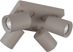 Pragmalux opbouwarmatuur Valento vierkant viervoudig kantelbaar Ø65 khaki RAL1019 - incl. GU10 Fitting