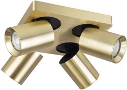 Pragmalux opbouwarmatuur Valento vierkant viervoudig kantelbaar Ø65 messing RAL1001 - incl. GU10 Fitting