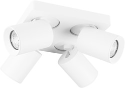 Pragmalux opbouwarmatuur Valento vierkant viervoudig kantelbaar Ø65 wit RAL9003 - incl. GU10 Fitting