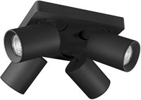 Pragmalux opbouwarmatuur Valento vierkant viervoudig kantelbaar Ø65 zwart RAL9004 - incl. GU10 Fitting